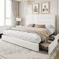 thumbnail image 1 of Amolife Full Size Storage Platform Bed Frame with 4 Drawers & Upholstered Velvet Slat Headboard, White, 1 of 12