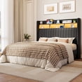 thumbnail image 1 of Amolife Full Size Bed Frame, Platform Bed with RGB LED Lights & Charging Station, Velvet Wingback Headboard, Easy Assembly, No Box Spring Needed, Black, 1 of 11