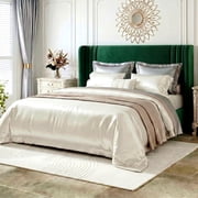Amolife Full Size Bed Frame, Velvet Platform Bed with Upholstered Wingback Headboard, No Box Spring Needed, Green