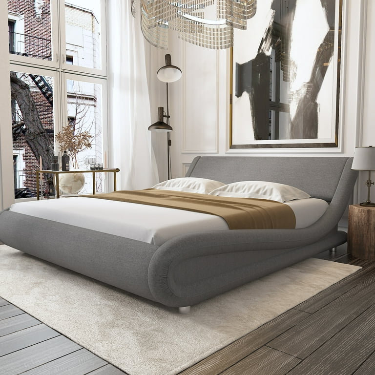 Gray full size bed frame deals