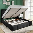 thumbnail image 1 of Amolife Full Size Lift Up Storage Bed Frame, Velvet Upholstered Platform Bed with Adjustable Headboard, No Box Spring Needed, Black, 1 of 13
