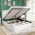 thumbnail image 1 of Amolife Full Size Lift Up Storage Bed Frame, Velvet Upholstered Platform Bed with Adjustable Headboard, No Box Spring Needed, White, 1 of 13