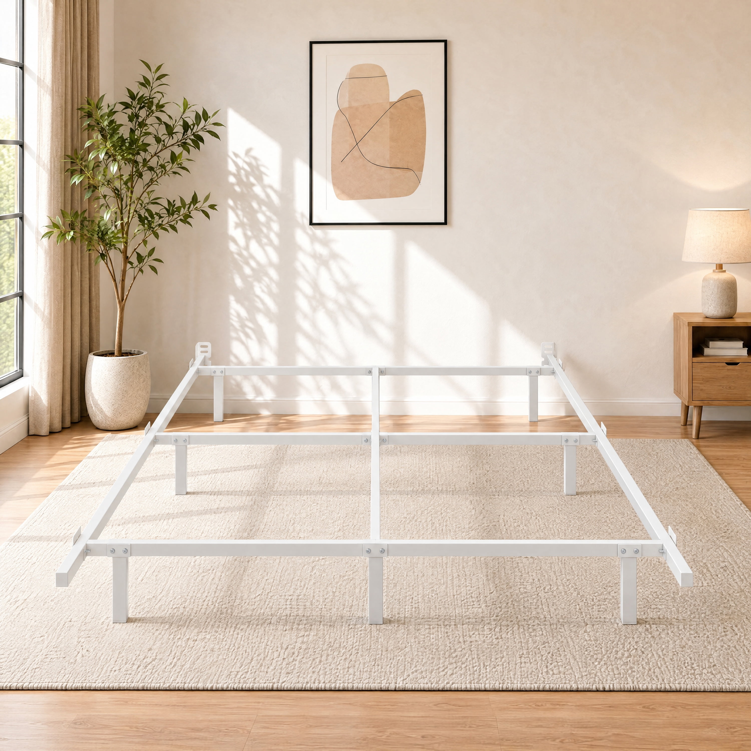 Amolife Full Size Metal Bed Frame, Heavy-Duty Steel Frame for Box ...