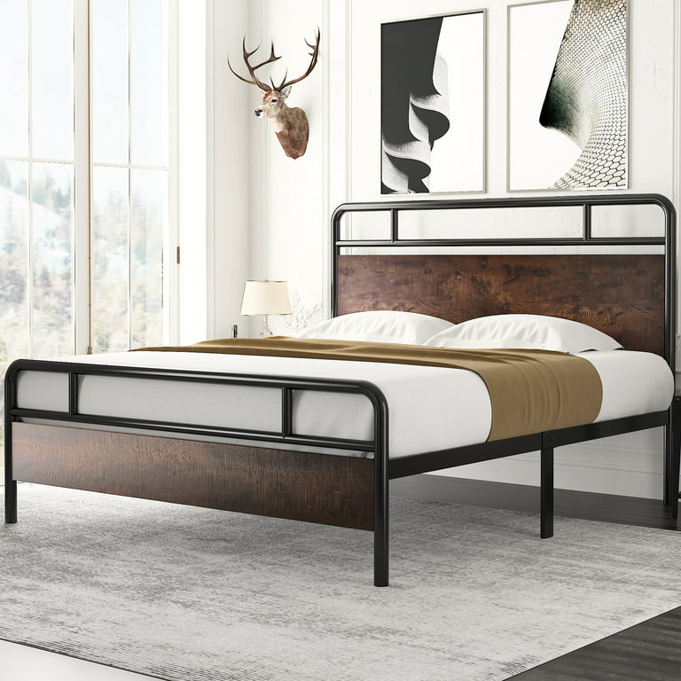 Amolife Heavy Duty Queen Size Metal Platform Bed Frame with 16.5'' Large  Under Bed Storage Space 