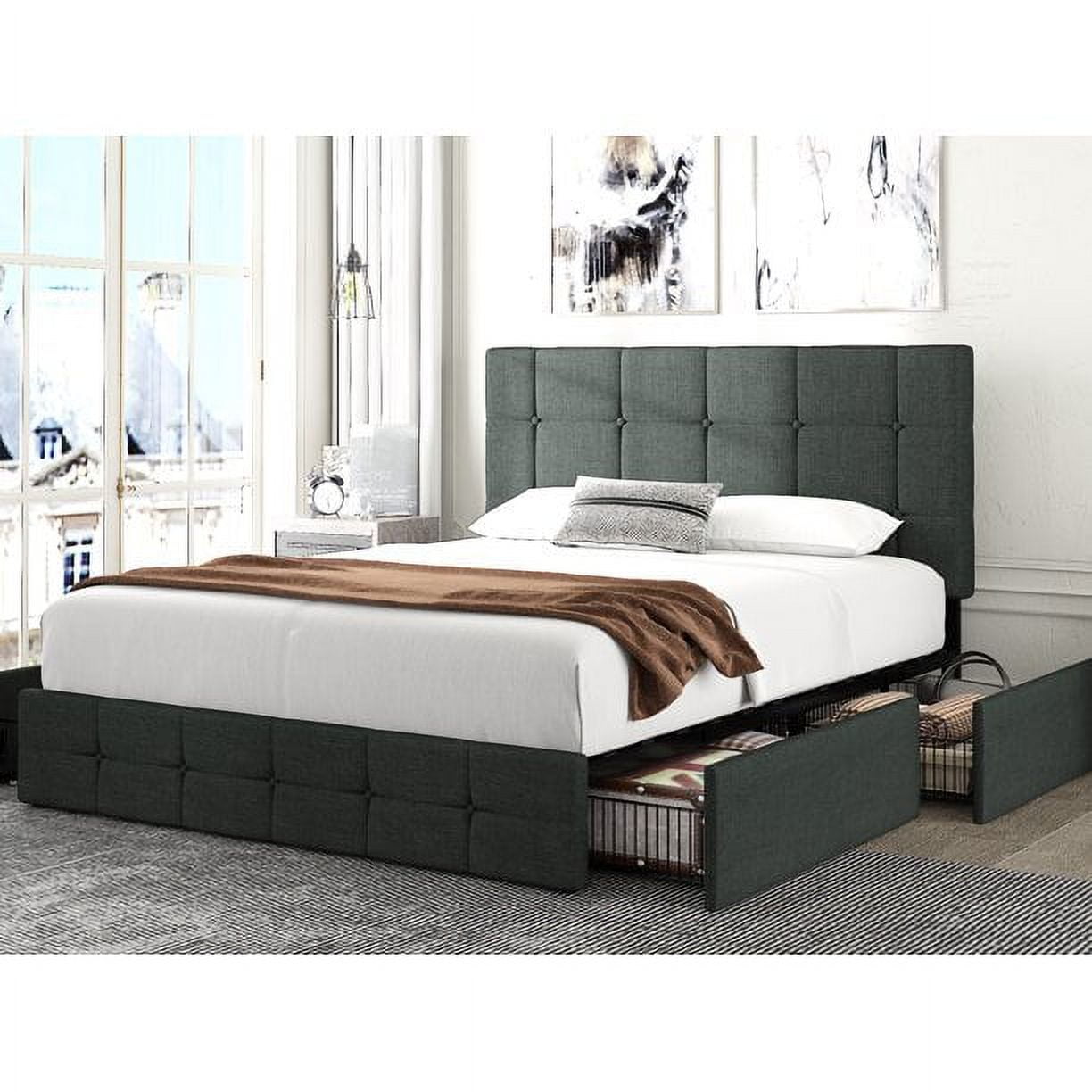 Queen size bed frame sale with headboard walmart
