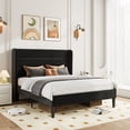 thumbnail image 1 of Amolife Full Size Platform Bed Frame with Velvet Upholstered Wingback Headboard, No Box Spring Needed, Black, 1 of 9