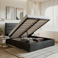 thumbnail image 1 of Amolife Full Size Upholstered Lift up Storage Platform Bed Frame with Fabric Panel Wingback Headboard, Dark Gray, 1 of 13