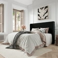 thumbnail image 1 of Amolife Full Size Velvet Upholstered Bed with Wingback Headboard, Black, 1 of 9