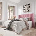 thumbnail image 1 of Amolife Full Size Velvet Upholstered Bed with Wingback Headboard, Pink, 1 of 9
