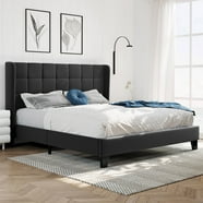 Allewie Queen Velvet Upholstered Bed Frame with Vertical Channel Tufted ...
