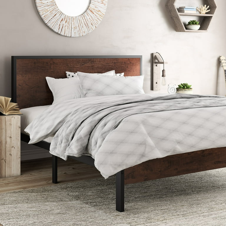 Amolife Heavy Duty Full Size Platform Bed Frame with Wood Headboard 12