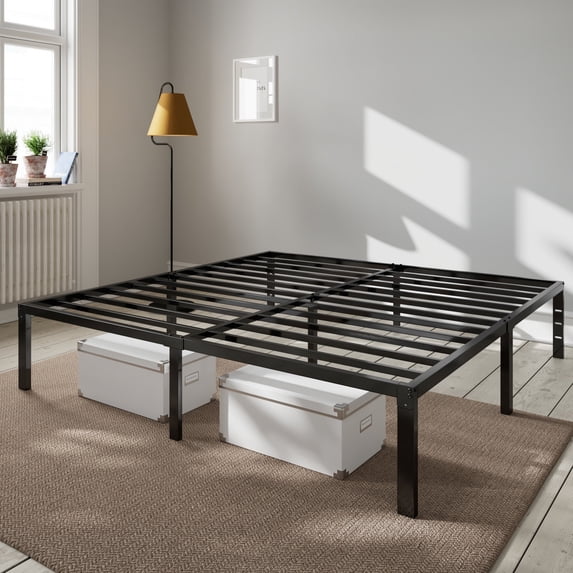 Amolife Heavy Duty King Size 14'' Metal Platform Bed Frame with Ample Under-bed Storage Space, Black
