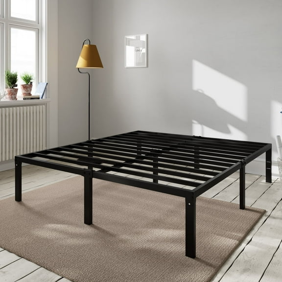 Amolife Heavy Duty King Size Metal Platform Bed Frame with 16.7'' Large Under Bed Storage Space, Black