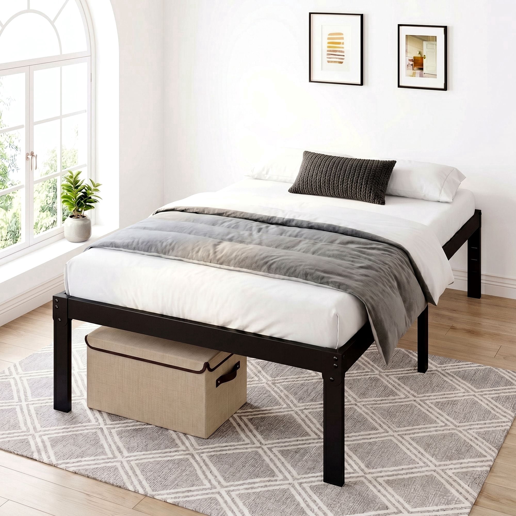 Amolife Heavy Duty Twin Size 12'' Metal Platform Bed Frame with Ample Under Bed Storage Space, Black