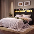 thumbnail image 1 of Amolife King Size Bed Frame, Platform Bed with RGB LED Lights & Charging Station, Velvet Wingback Headboard, Easy Assembly, No Box Spring Needed, Black, 1 of 12