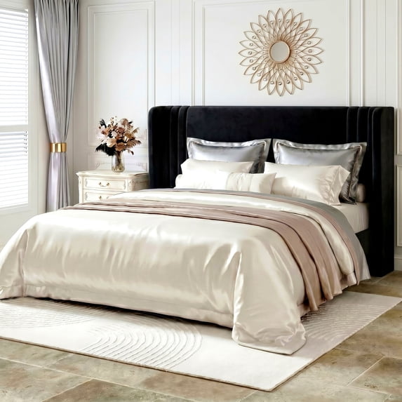 Amolife King Size Bed Frame, Velvet Platform Bed with Upholstered ...
