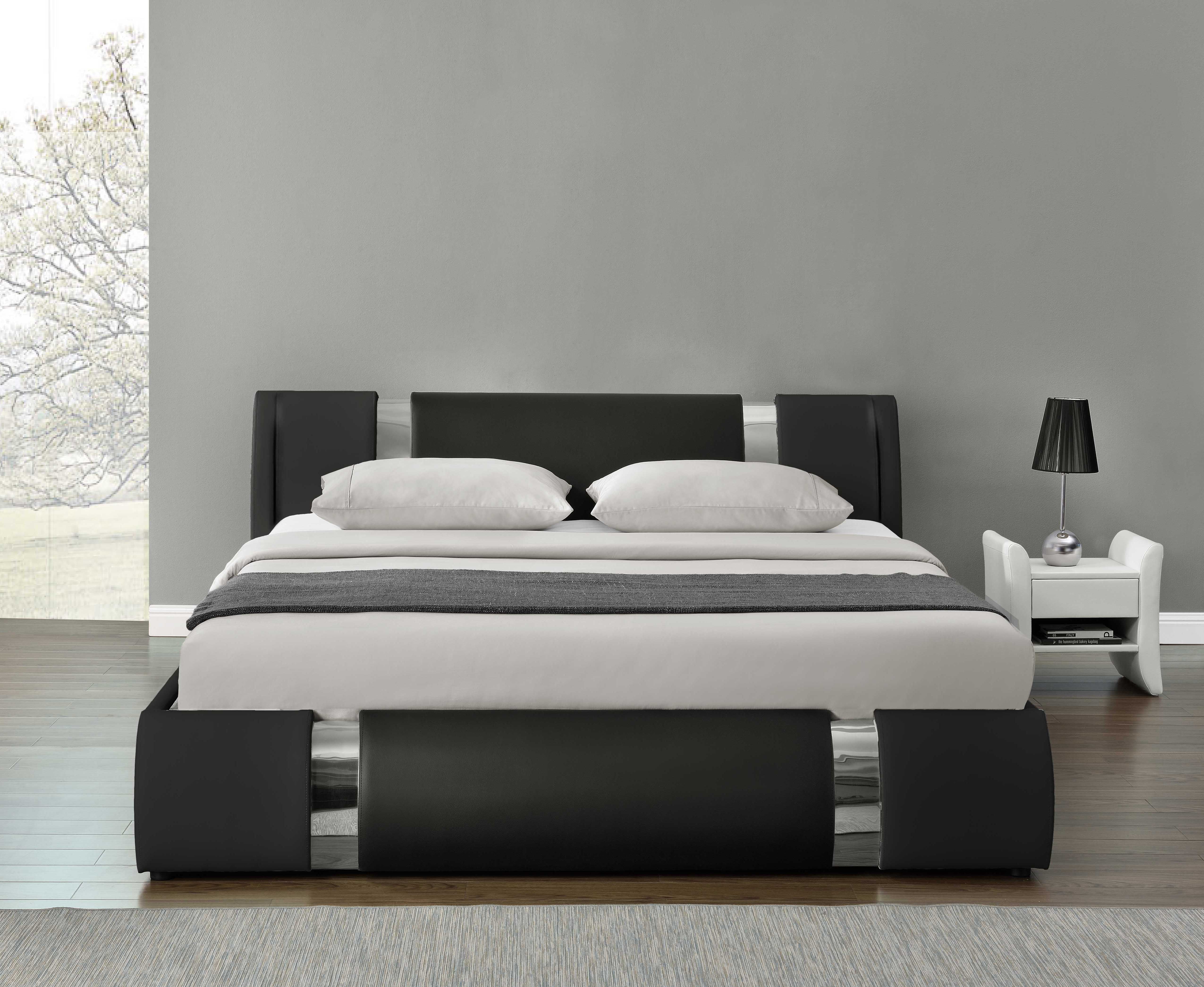 Amolife King Size Black Bed Frame with Iron Piece Adjustable Headboard