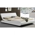 thumbnail image 1 of Amolife King Size Adjustable Headboard Modern Faux Leather Platform Bed, White, 1 of 5