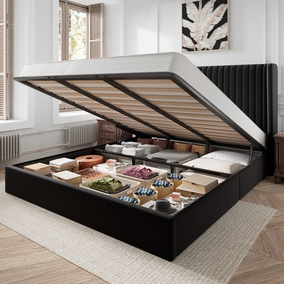 Amolife King Size Lift Up Hydraulic Storage Bed Frame, Platform Bed ...