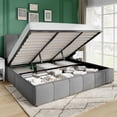 thumbnail image 1 of Amolife King Size Lift Up Storage Bed Frame, Velvet Upholstered Platform Bed with Adjustable Headboard, No Box Spring Needed, Gray, 1 of 13