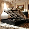 thumbnail image 1 of Amolife King Size Lift Up Storage Bed Frame With Upholstered Wingback Headboard, Hydraulic Support, No Box Spring Needed, Black, 1 of 9