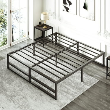 Amolife King Size Metal Platform Bed Frame with 14" Under Bed Storage, Black