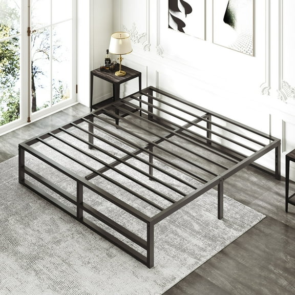 Amolife King Size Metal Bed Frame with 14" Under Bed Storage, Black