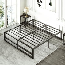 Amolife King Size Metal Platform Bed Frame with 14" Under Bed Storage