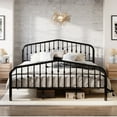 Amolife King Bed Frame, Victorian Vintage Headboard & Footboard, Black ...