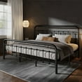 thumbnail image 1 of Amolife King Size Metal Platform Bed Frame with Vintage Headboard & 12.4" Under-Bed Storage, Black, 1 of 7