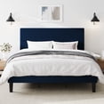 thumbnail image 1 of Amolife King Size Platform Bed Frame with Corduroy Fabric Upholstered Adjustable Height Headboard, Dark Blue, 1 of 9