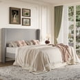 thumbnail image 1 of Amolife King Size Platform Bed Frame with Velvet Upholstered Wingback Headboard, Light Gray, 1 of 13