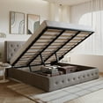 thumbnail image 1 of Amolife King Size Upholstered Lift up Storage Platform Bed Frame with Fabric Button Tufted Wingback Headboard, Beige, 1 of 13