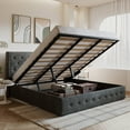 thumbnail image 1 of Amolife King Size Upholstered Lift up Storage Platform Bed Frame with Fabric Button Tufted Wingback Headboard, Dark Gray, 1 of 13