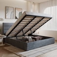thumbnail image 1 of Amolife King Size Upholstered Lift up Storage Platform Bed Frame with Fabric Panel Wingback Headboard, Gray Blue, 1 of 9