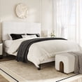 thumbnail image 1 of Amolife Queen Bed Frame, Platform Bed Frame with Upholstered Adjustable Headboard, White, Nubby Fabric, 1 of 14