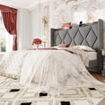 thumbnail image 1 of Amolife Queen Bed Frame, Upholstered Platform Bed with Storage Wingback Headboard and Fast Charging Hub, No Box Spring Required, Gray, 1 of 13
