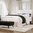 thumbnail image 1 of Amolife Queen Bed Frame with Adjustable Headboard, Velvet Upholstered Platform Bed, No Box Spring Required, White, 1 of 11