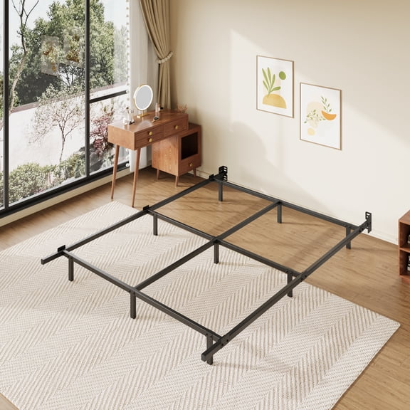 Amolife Queen Size Metal Bed Frame for Box Spring and Mattress, Heavy Duty Steel Frame, 2000 lbs Capacity, Headboard Compatible, Black