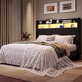 thumbnail image 1 of Amolife Queen Size Bed Frame, Platform Bed with RGB LED Lights & Charging Station, Velvet Wingback Headboard, Easy Assembly, No Box Spring Needed, Black, 1 of 11