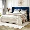 thumbnail image 1 of Amolife Queen Size Bed Frame, Velvet Platform Bed with Upholstered Wingback Headboard, No Box Spring Needed, Blue, 1 of 10