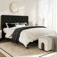 thumbnail image 1 of Amolife Queen Size Bed Frame with Upholstered Adjustable Headboard, No Box Spring Required, Black, Fabric, 1 of 10