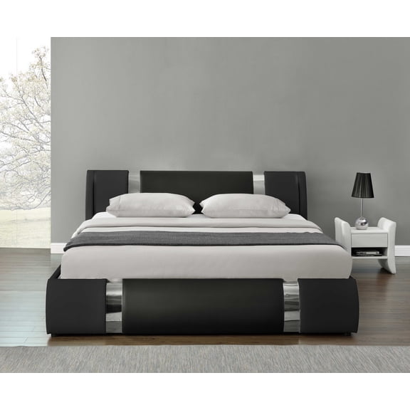 Amolife Queen Size Black Bed Frame with Iron Piece Adjustable Headboard