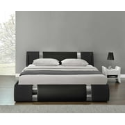 Amolife Queen Size Black Bed Frame with Iron Piece Adjustable Headboard