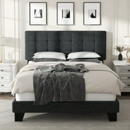 Allewie Full Size Velvet Upholstered Platform Bed Frame with Adjustable ...