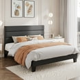 Amolife Queen Size Fabric Upholstered Platform Bed Frame with Headboard