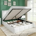 thumbnail image 1 of Amolife Queen Size Lift Up Storage Bed Frame, Velvet Upholstered Platform Bed with Adjustable Headboard, No Box Spring Needed, White, 1 of 13
