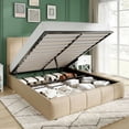thumbnail image 1 of Amolife Queen Size Lift Up Storage Bed Frame, Velvet Upholstered Platform Bed with Adjustable Headboard, No Box Spring Needed, Beige, 1 of 13