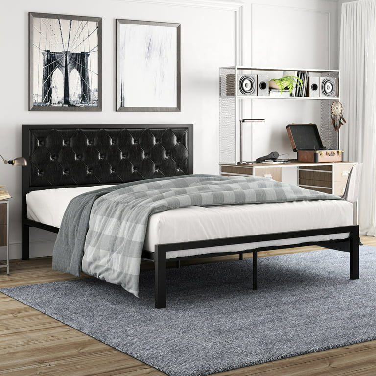 Zinus Cherie Faux Leather Classic Upholstered Platform Bed Frame - No Box  Spring Needed - 5 year warranty 