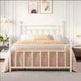 thumbnail image 1 of Amolife Queen Bed Frame, Metal Platform Bed with Vintage Headboard & No Box Spring Needed, White, 1 of 8